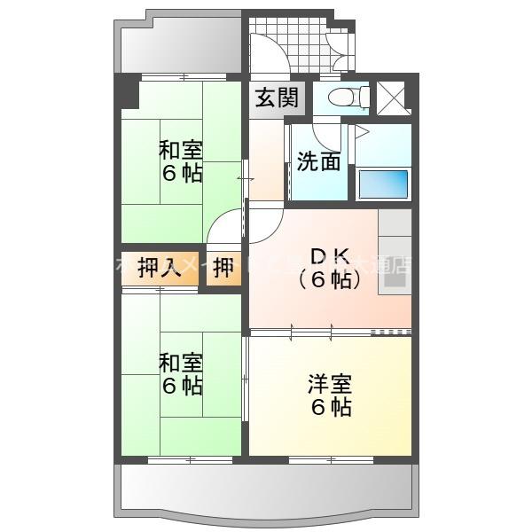豊西マンション(3DK/1階)の間取り写真