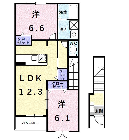 グレイス・ガーデンⅠ(2LDK/2階)の間取り写真