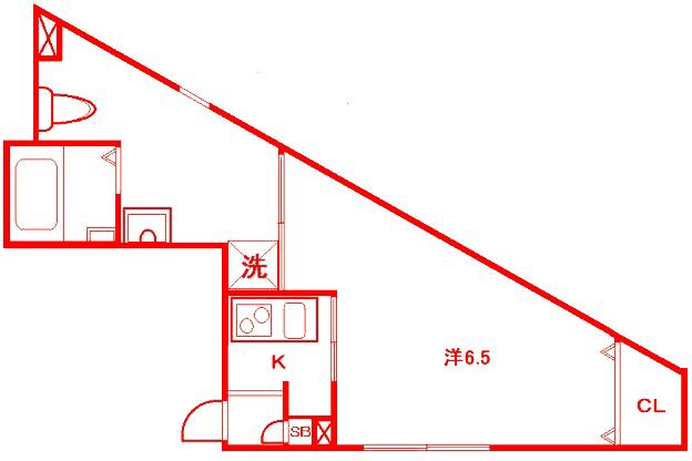 CASA ALBA(1K/1階)の間取り写真