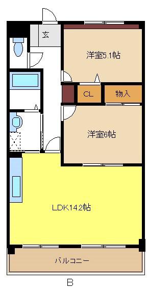 SERENOHARA(2LDK/5階)の間取り写真