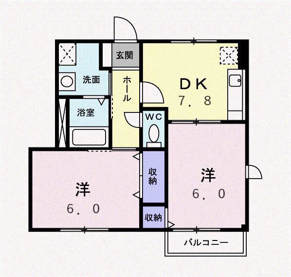 ファースト(2DK/1階)の間取り写真