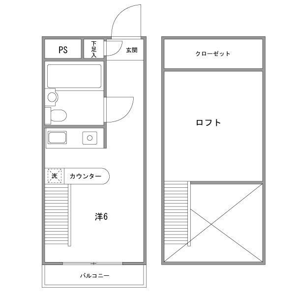 美工動坂ハイツ(ワンルーム/2階)の間取り写真