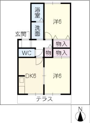 グリーン・ヒル A・B棟(2DK/1階)の間取り写真