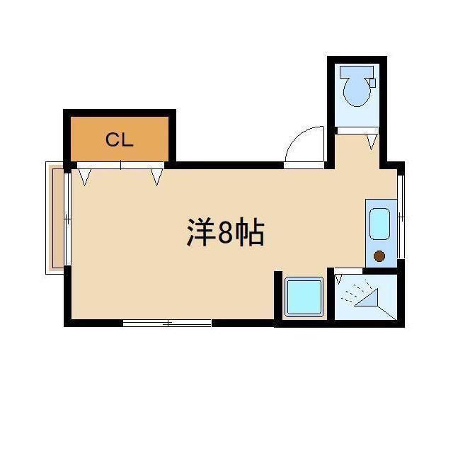 北川ハイツ(ワンルーム/2階)の間取り写真