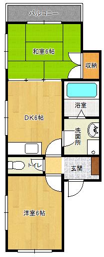 ハイムリバティII(2DK/1階)の間取り写真