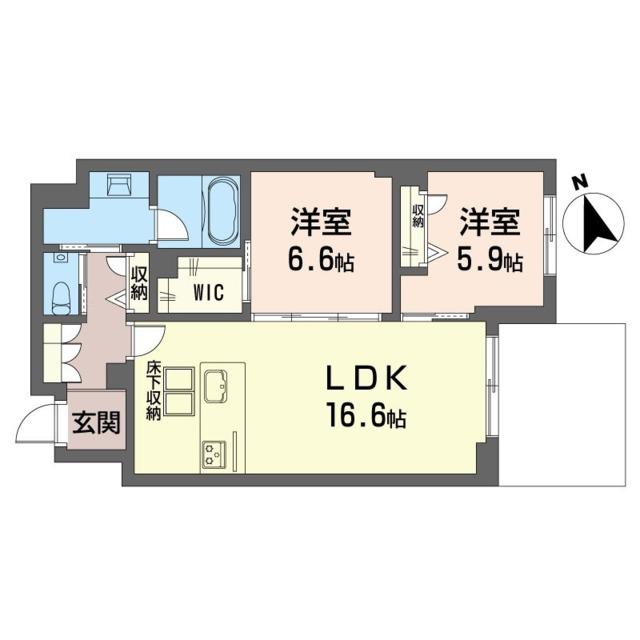 ソレイユ ルヴァン(2LDK/1階)の間取り写真
