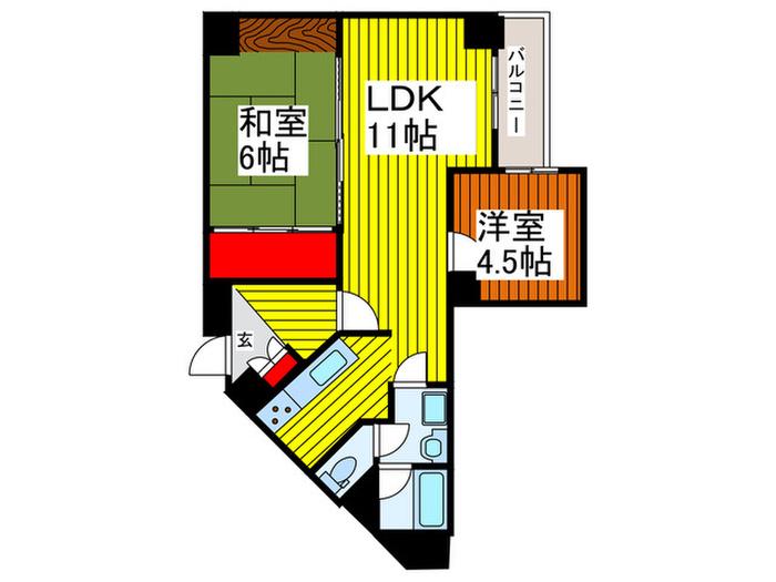 与野ハウス2号棟(2LDK/8階)の間取り写真