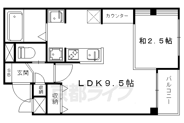 EASE西大路(1LDK/3階)の間取り写真