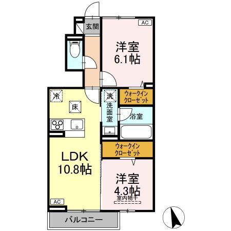 SUN・COAST(2LDK/1階)の間取り写真
