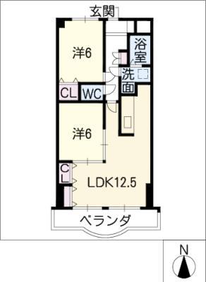 エクセレンス城西(2LDK/4階)の間取り写真
