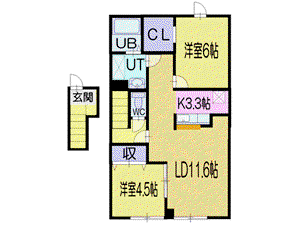 AERIE(2LDK/2階)の間取り写真