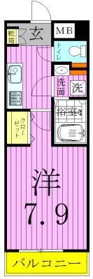フラワーヒルズ(1K/3階)の間取り写真