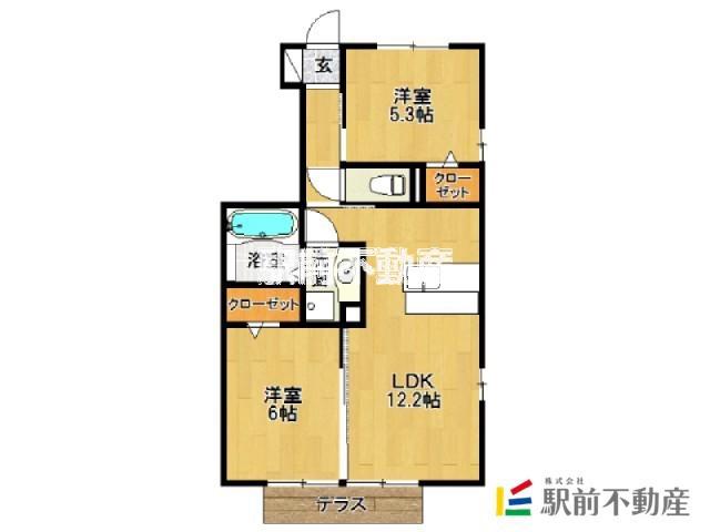 タマリスク(2LDK/1階)の間取り写真