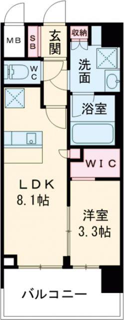 スプランディッド堺東DUE(1LDK/3階)の間取り写真