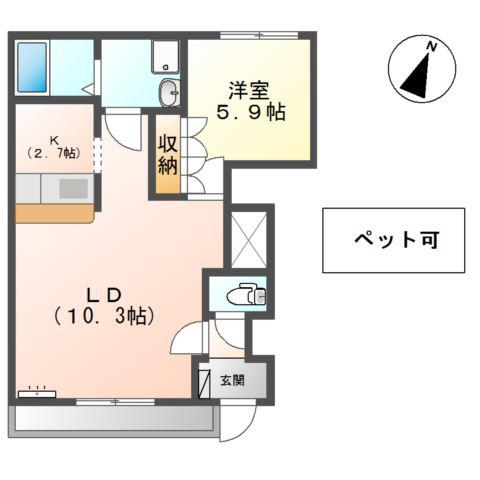 PARK DAZUR(1LDK/1階)の間取り写真