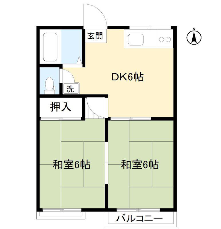 ハイツウエスト(2DK/2階)の間取り写真