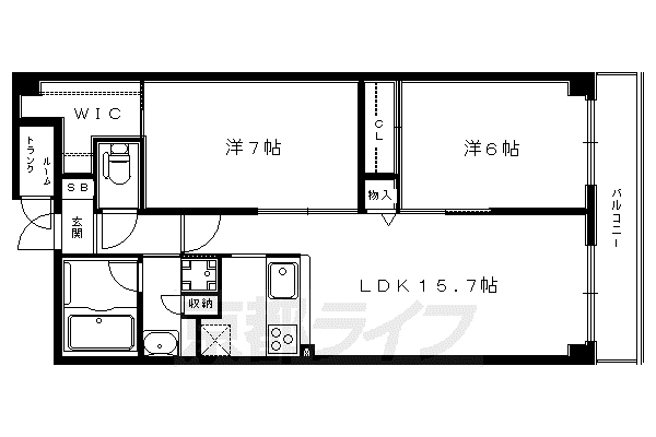 GRAND ETERNA京大正門前(2LDK/2階)の間取り写真
