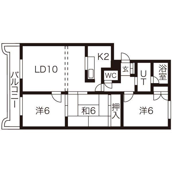 ローヤルハイツ東苗穂(3LDK/1階)の間取り写真
