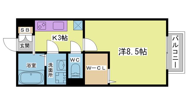 ドルチェ鈴蘭A(1K/2階)の間取り写真