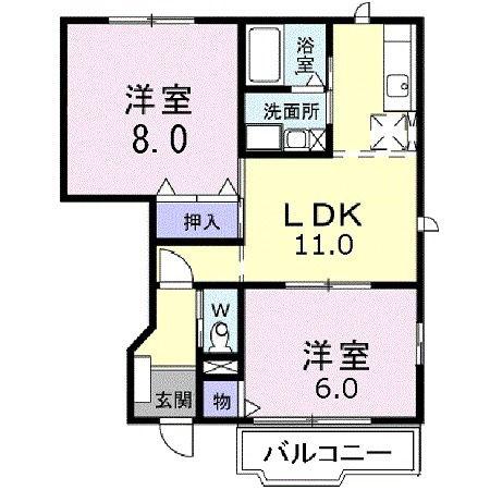 クレストール F(2LDK/1階)の間取り写真