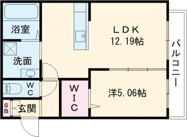 さくら東姫路(1LDK/2階)の間取り写真