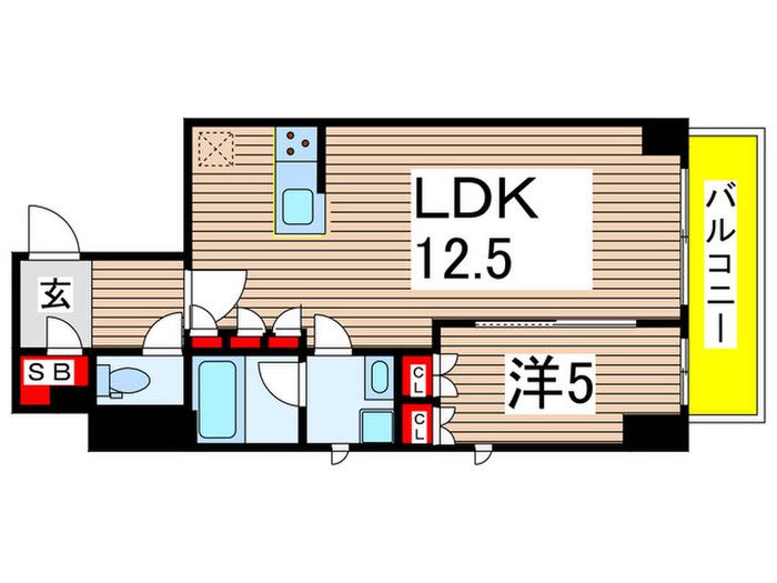 ブランシエスタ森下(1LDK/7階)の間取り写真