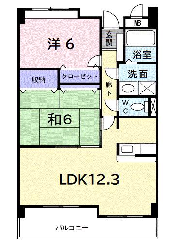 パーク エレガンス K.T(2LDK/6階)の間取り写真