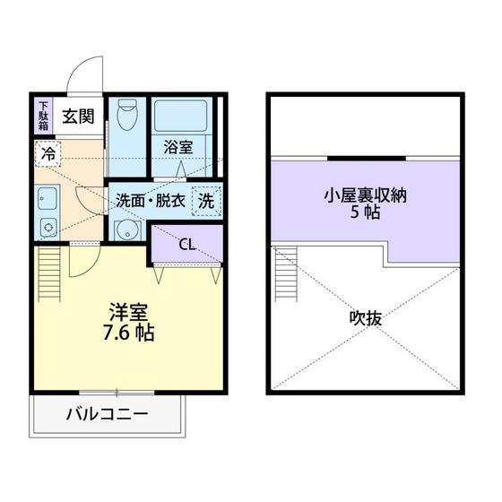 RAFFINE 蓮田(1K/1階)の間取り写真