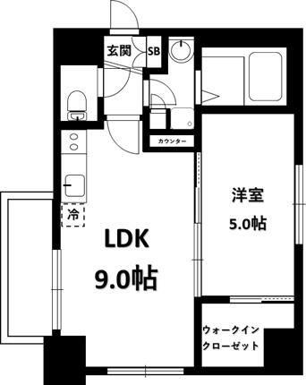 エフパークレジデンス横浜反町3261(1LDK/3階)の間取り写真