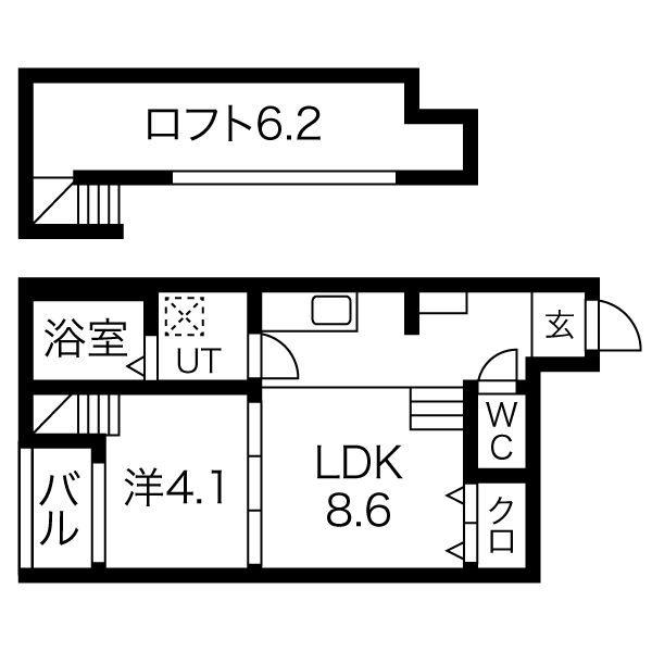 スクーデリア(1LDK/2階)の間取り写真