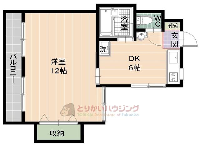 フリーライフ西新(1DK/4階)の間取り写真