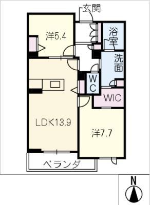 リーベン メーア(2LDK/2階)の間取り写真