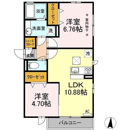 アンジェリカ(2LDK/1階)の間取り写真