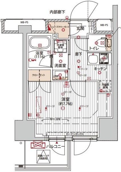 プレシャスハーモニー八王子(1K/8階)の間取り写真