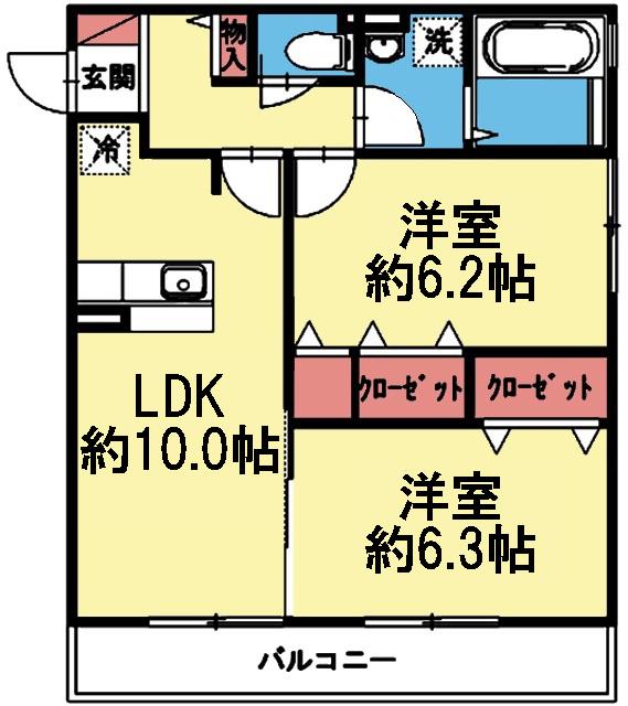 ドルチェ伊勢町(2LDK/3階)の間取り写真