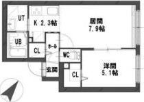 グランメール 24-D(1LDK/4階)の間取り写真