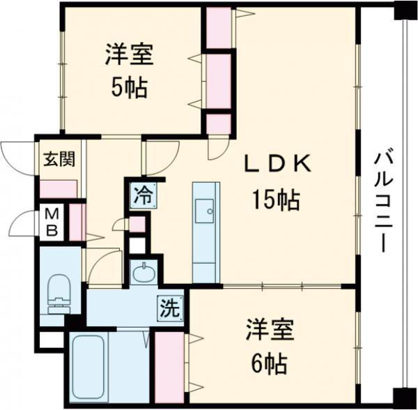 レクセルプラザ福生(2LDK/7階)の間取り写真