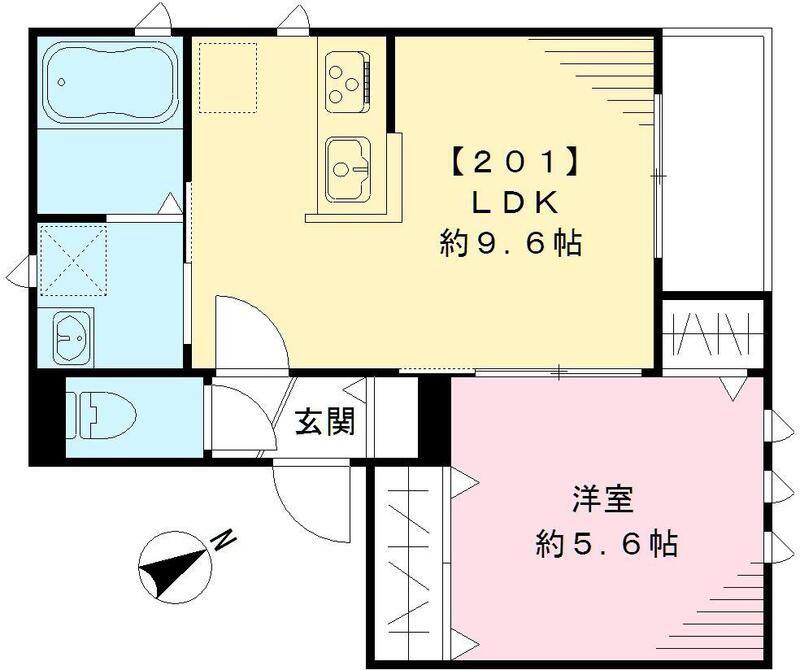 ルミエール本町(1LDK/2階)の間取り写真