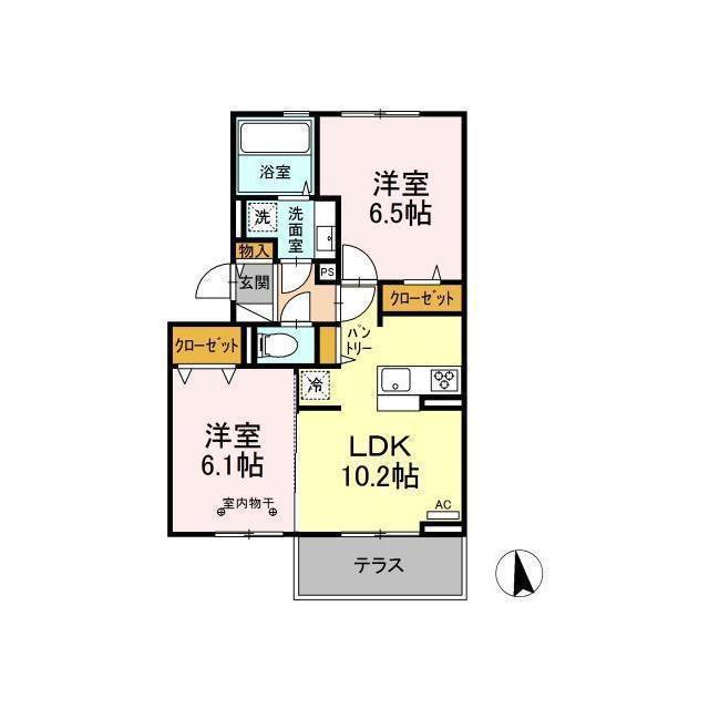 D-ROOM メイユール宮塚(2LDK/3階)の間取り写真