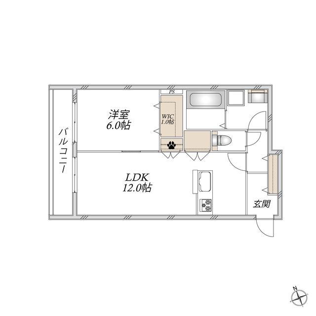 足立区島根メゾン(1LDK/2階)の間取り写真