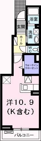 フローラ春日(ワンルーム/1階)の間取り写真