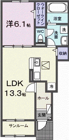 ヒカルサ伊勢小俣II2(1LDK/1階)の間取り写真