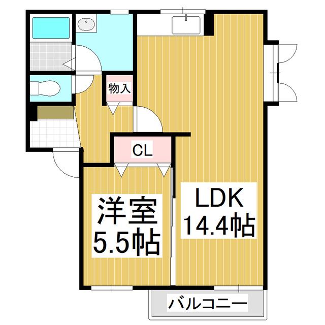 ベルメゾン裾花N棟(1LDK/1階)の間取り写真