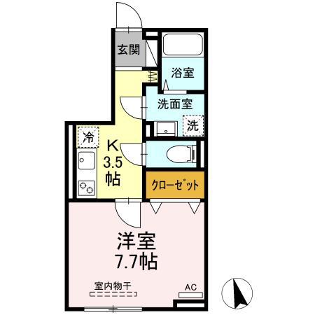 ハイアット湘南(1K/3階)の間取り写真