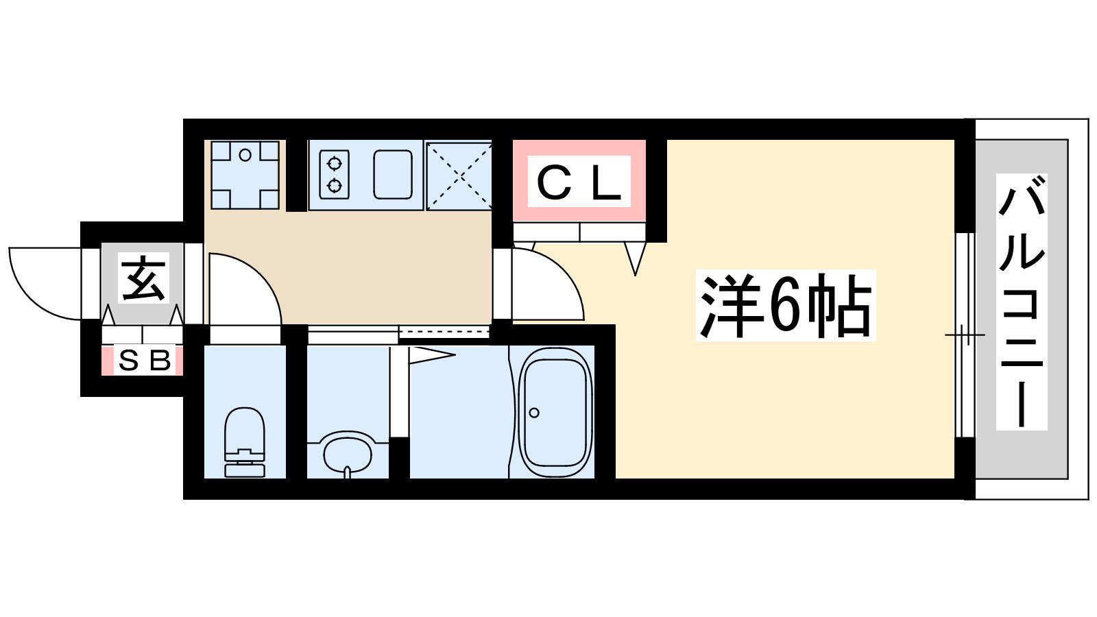 エステムコート新大阪15フロウ(1K/6階)の間取り写真