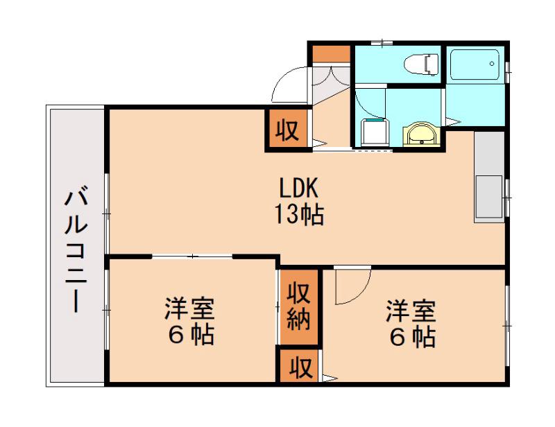 エクレール八枝(2LDK/1階)の間取り写真