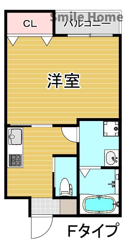SUN生A号棟(1DK/2階)の間取り写真