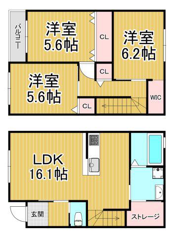 LEMIE宝塚(3LDK/1階)の間取り写真