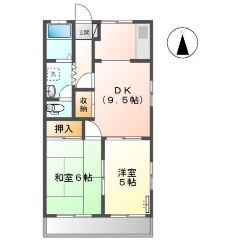 ハイツリバティI(2DK/2階)の間取り写真