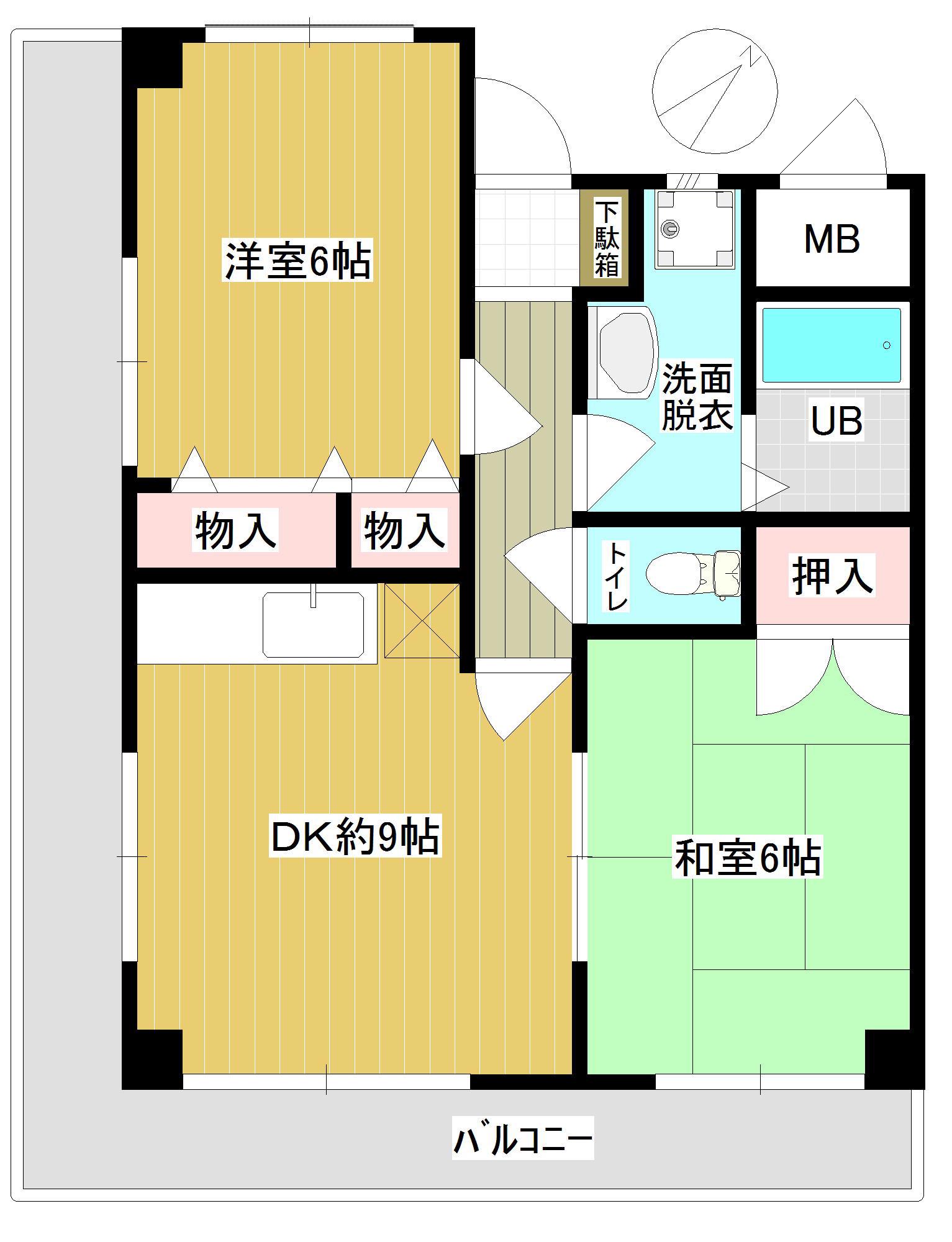 エクシード高野(2DK/3階)の間取り写真
